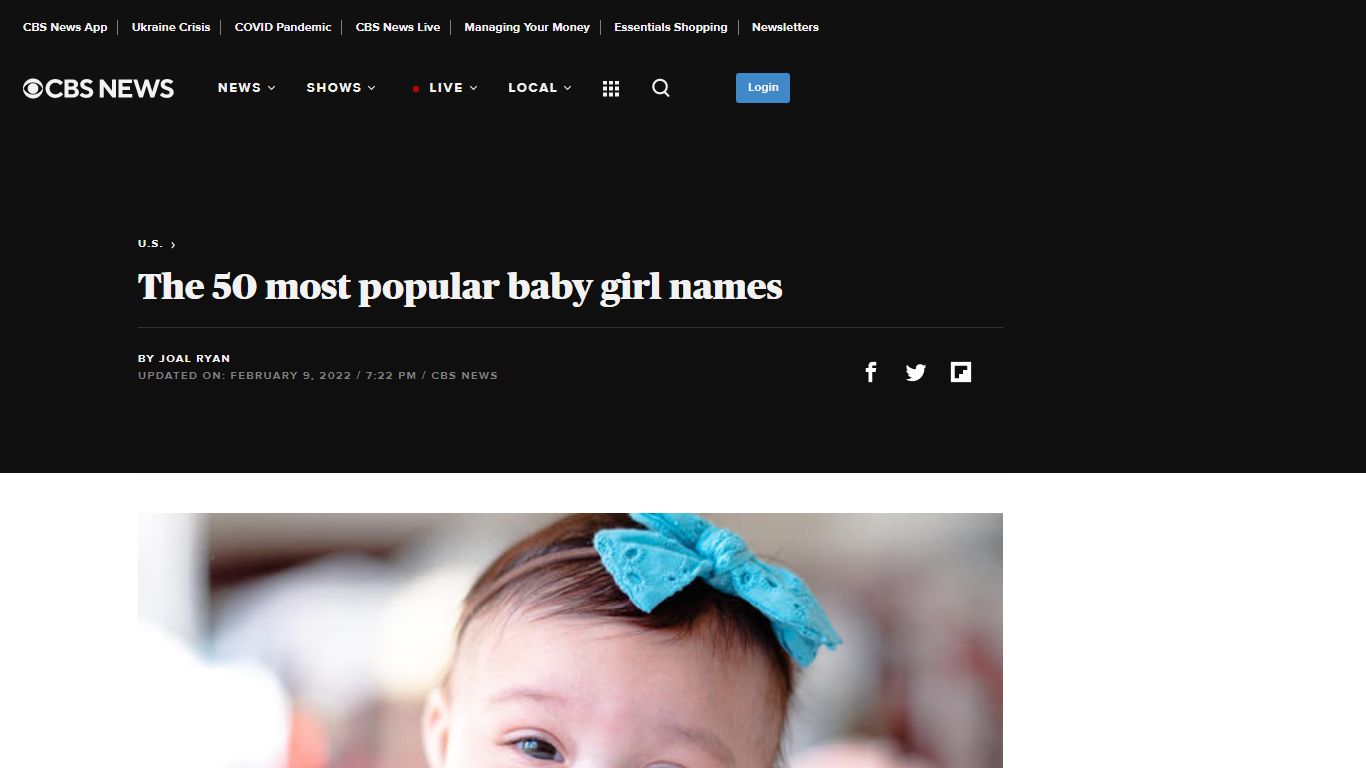 Baby girl names: Here are the 50 most popular names for girls - CBS News