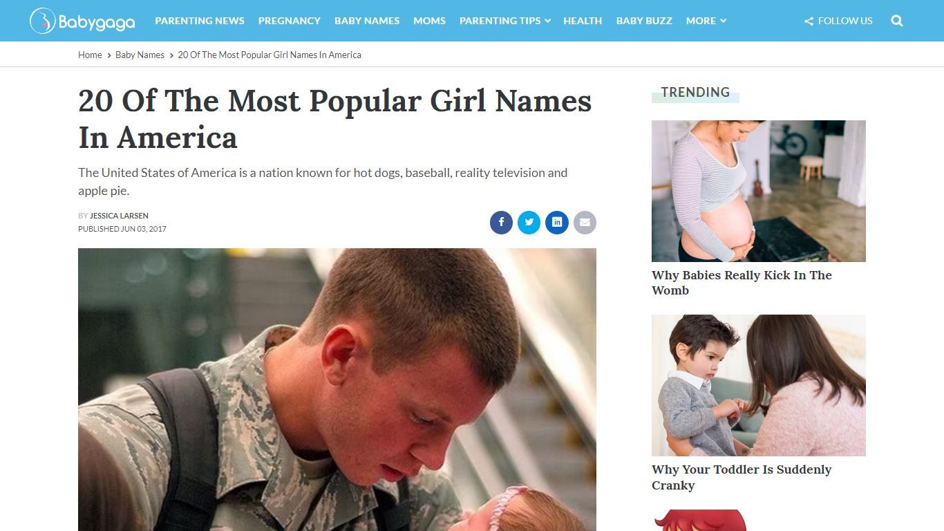 20 Of The Most Popular Girl Names In America - BabyGaga